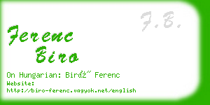 ferenc biro business card
